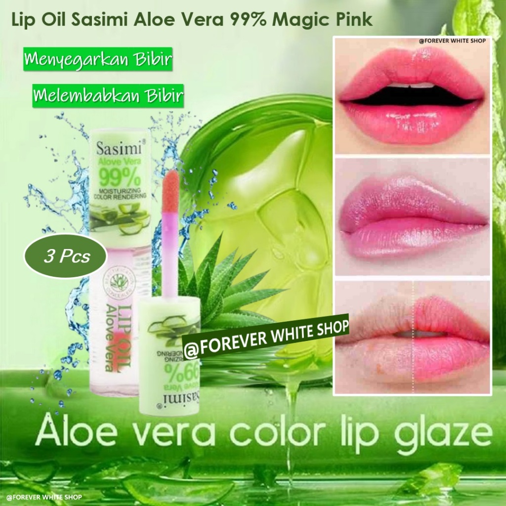 3 Pcs Termurah - Lipbalm Pemerah Bibir Aloe Vera 99% Lip Oil Sasimi Aloe Vera FWS / Lipstik Tahan La