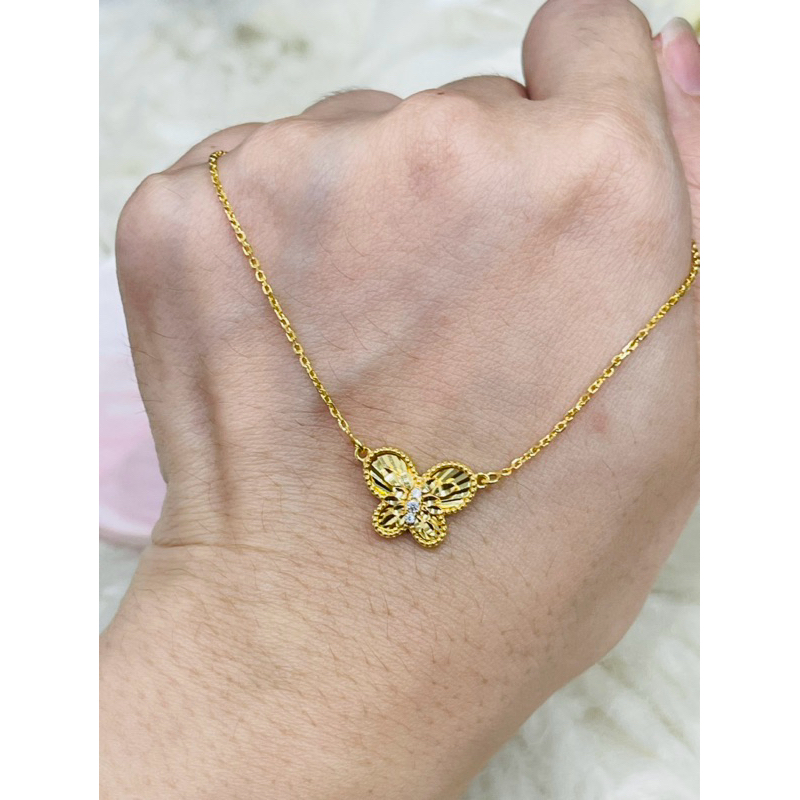 kalung fancy kupu kupu AD simple elegant emas asli kadar 700
