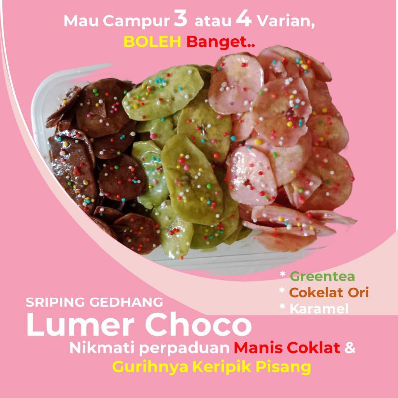 

Kripik Pisang Coklat Lumer 200 gram Renyah Manis Rasa Strawberry Karamel Coklat Greentea Selalu Baru