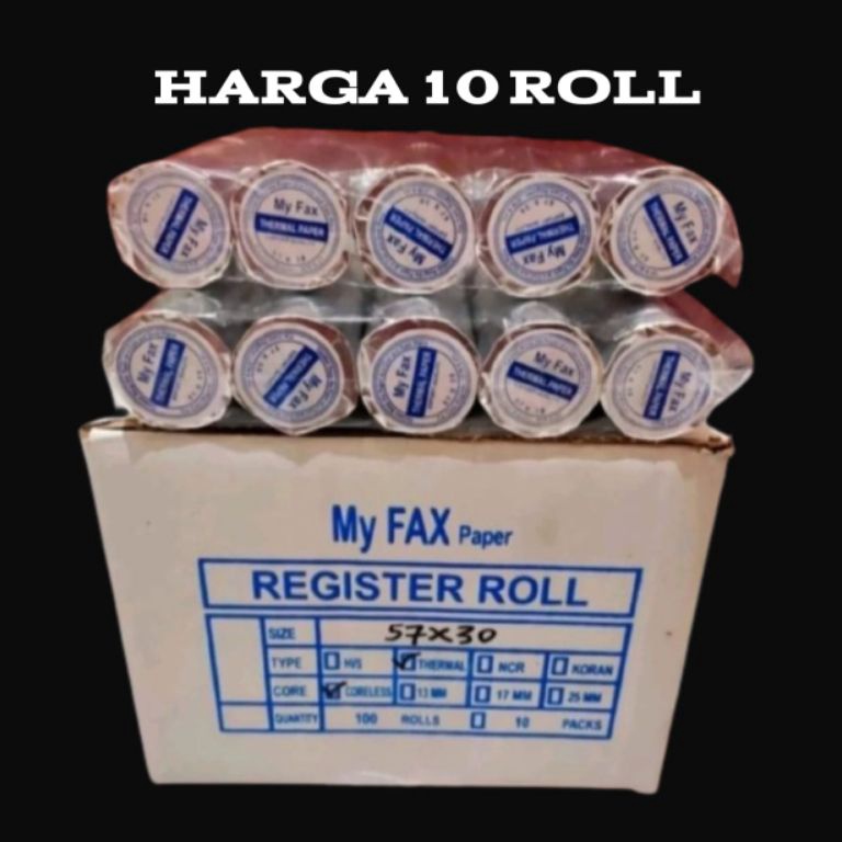 

Kejar Irit Kertas kasir thermal 58x3 57x3 paket 1rollpcs