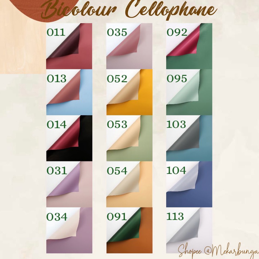 

Promo Baru K 12 Lembar Kertas Bunga Cellophane Bicolour 2 Warna Korean Flower Wrapping Waterproof Floral Wrap Buket Bunga