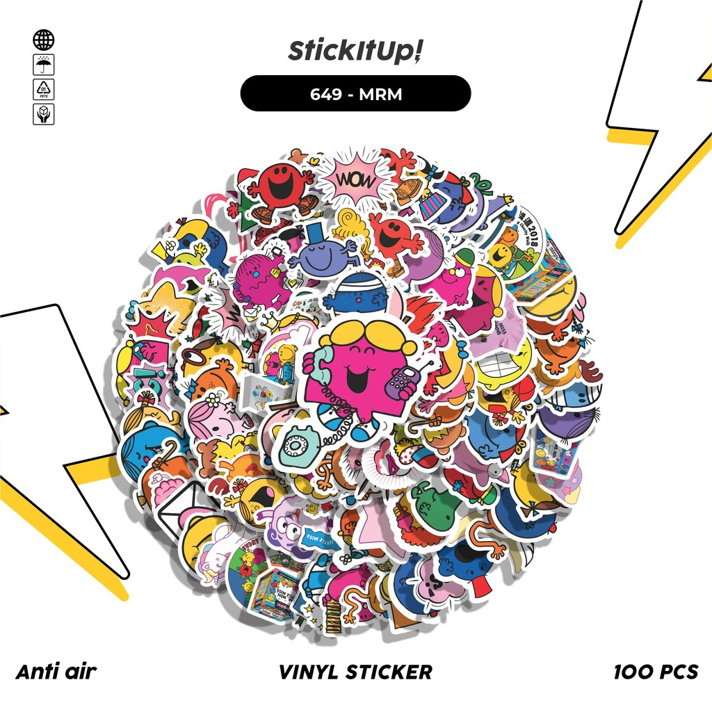 COD✨ StickitUp 100 Pcs Stiker Mr Men and Little Miss Lucu Anti Air Untuk Dekorasi Notebook Sepeda Sk