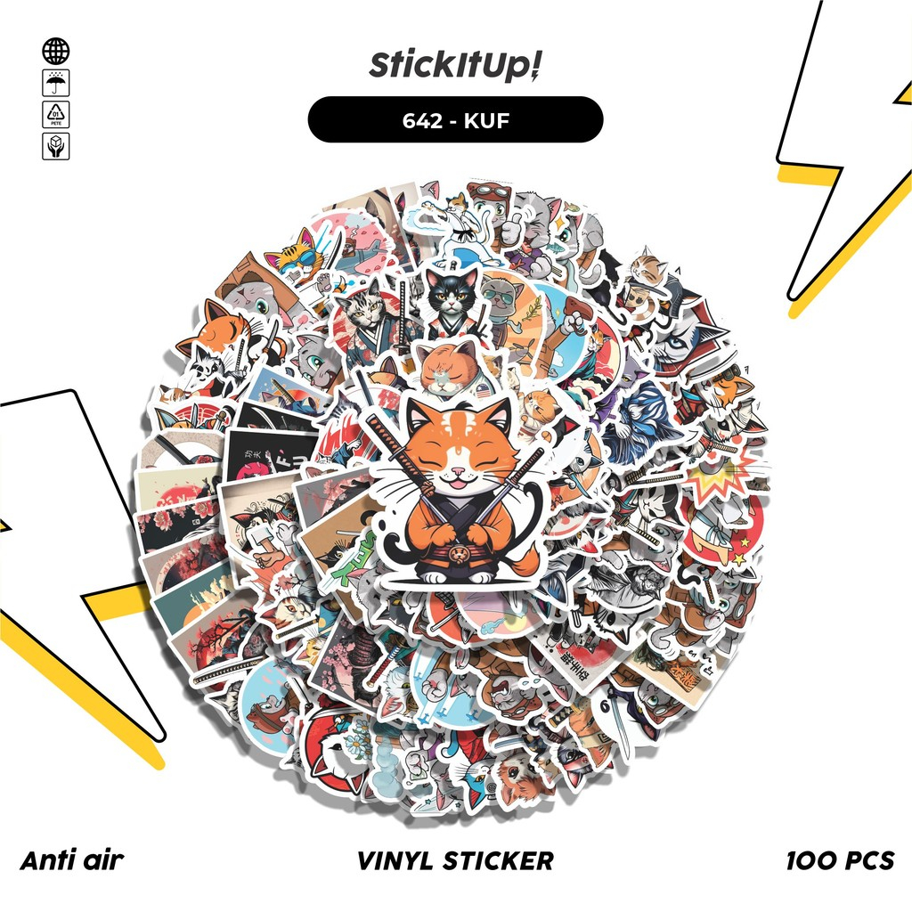 

COD 100 Pcs Stiker Kung Fu Cats Lucu Anti Air Untuk Dekorasi Notebook Sepeda Skateboard Handphone DIY