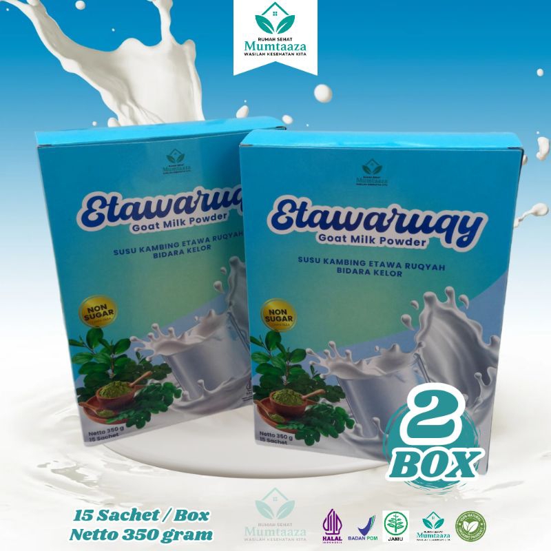 

PAKET 2 BOX ETAWARUQY / SUSU KAMBING ETAWA RUQYAH BIDARA KELOR/ RUMAH SEHAT MUMTAAZA/ WASILAH KESEHATAN KITA/ INSYA ALLAH HALAL & THOYIB