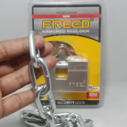 Paket Rantai Besi Kapal 6mm + Gembok Panser 70mm Dan 60mm Gembok Rantai Serbaguna / Gembok Pagar Ant