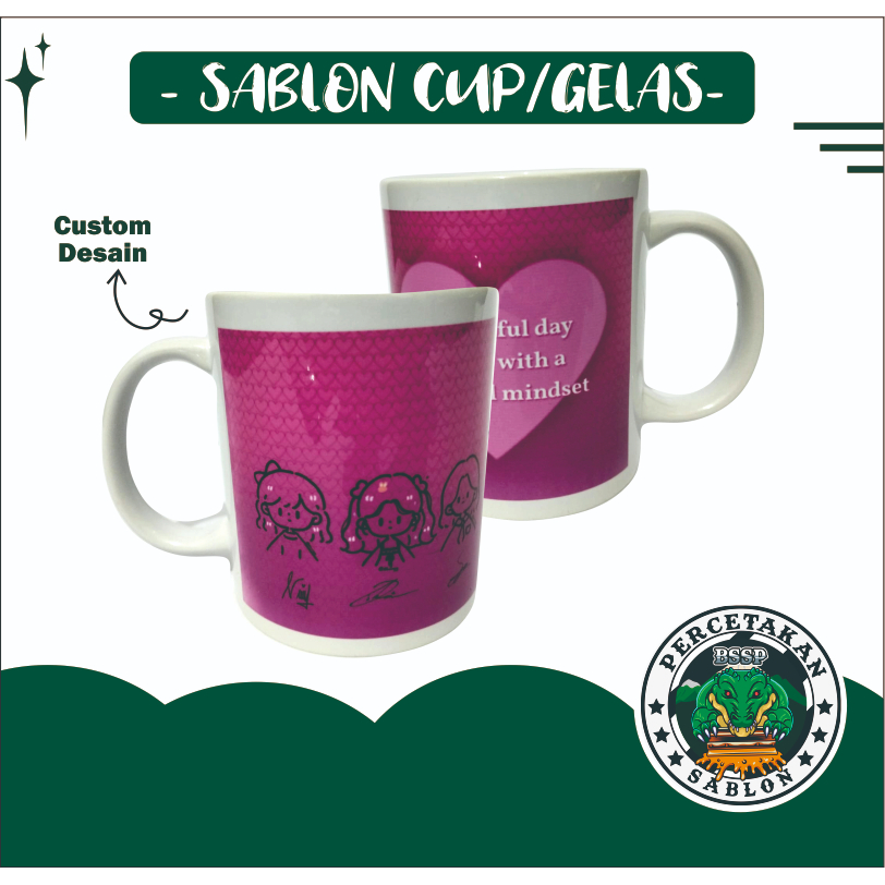 CETAK/SABLON MUG GELAS KACA CUSTOM DESAIN