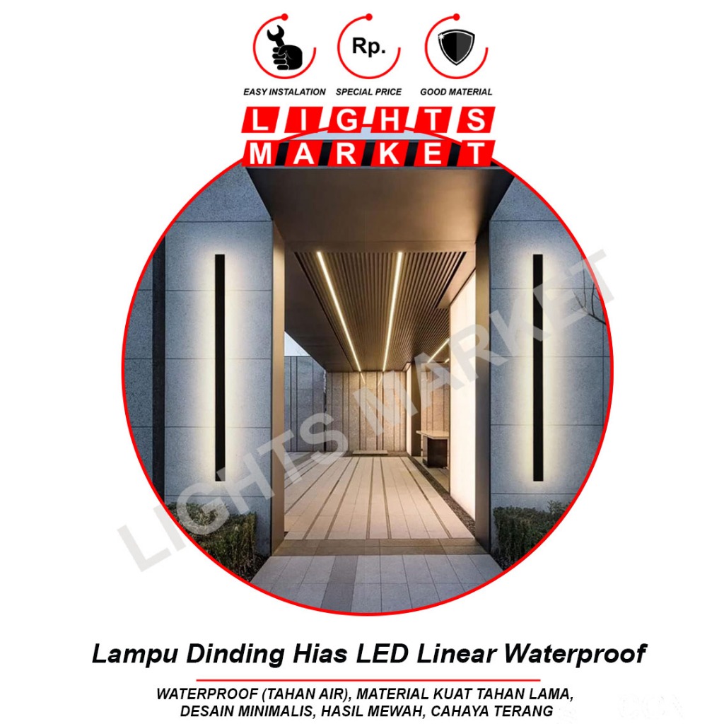 Lampu Dinding Outdoor Waterproof Taman LED Panjang Cafe Dekorasi Rumah