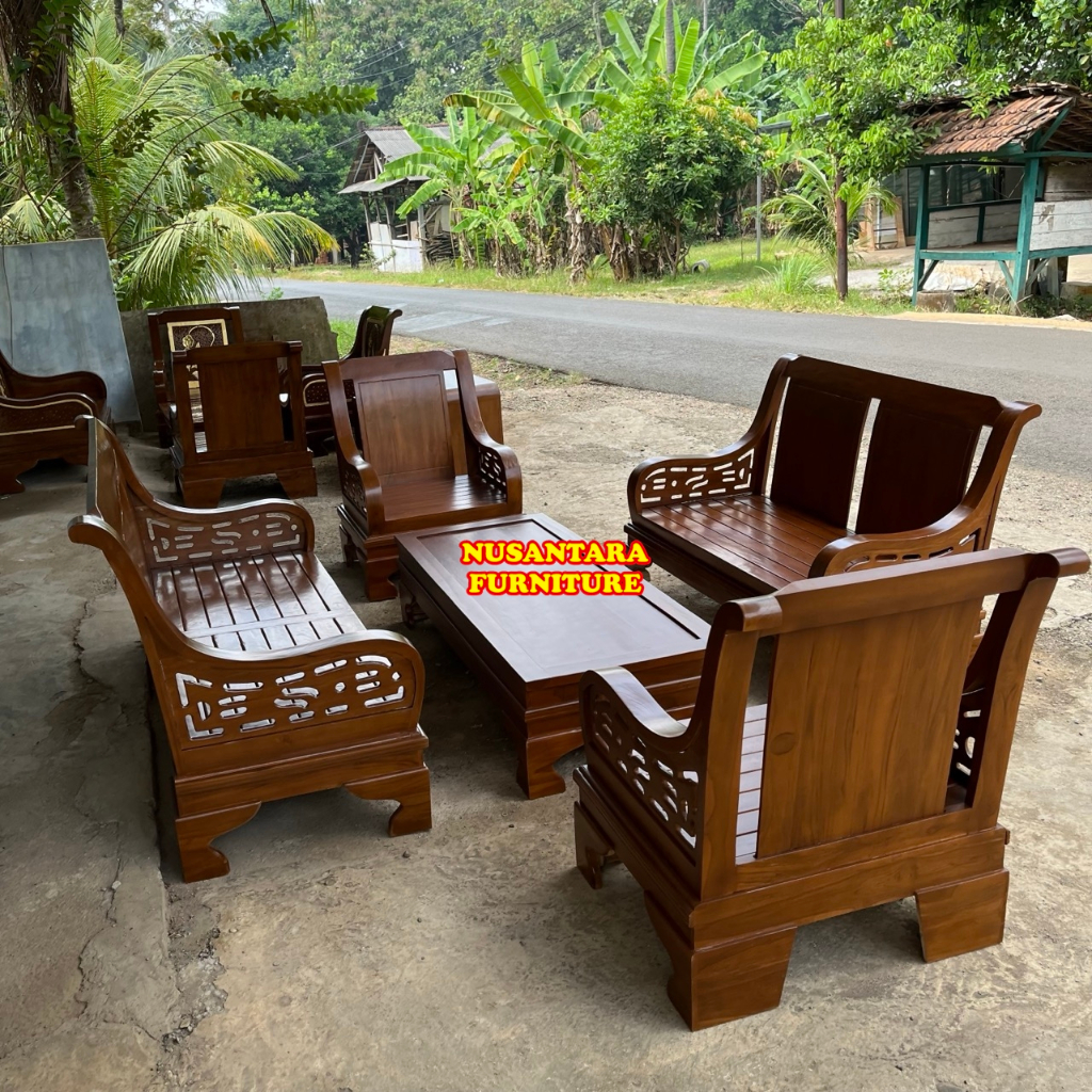 Meja/Kursi tamu motif semut formasi 3211 jati berkualitas