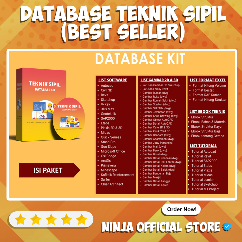Paket Database Teknik Sipil & Arsitektur Terlengkap 200GB - Kumpulan Template 3D Design