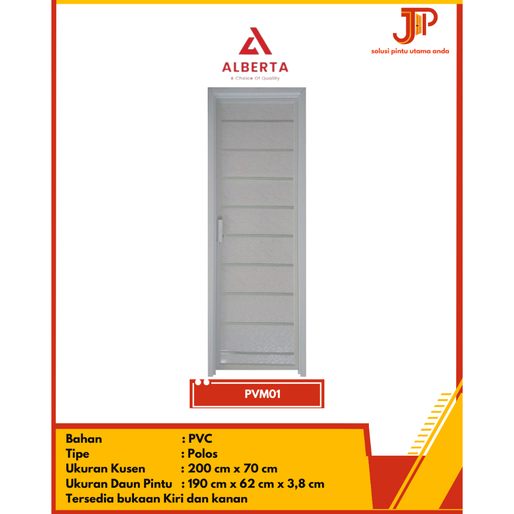 Pintu KAMAR MANDI AESTHETIC PVC ALBERTA Minimalis Tanpa Kaca- PVM01