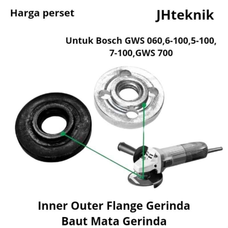 JHTeknik Inner Outer Flange Gerinda untuk Mesin Gerinda Bosch Gws 060,6-100,7-100,5-100,GWS 700/Baut