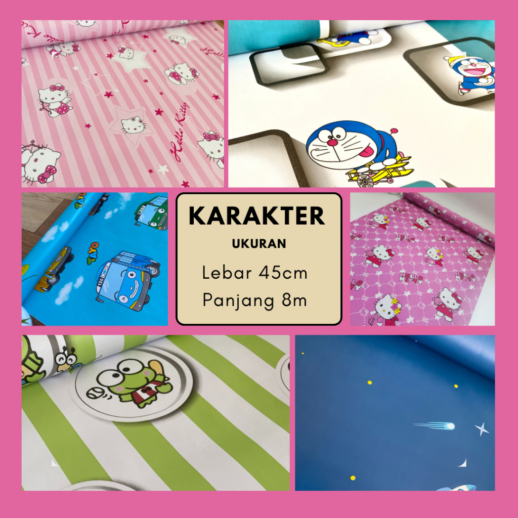 WALLPAPER DINDING STICKER motif ANAK KARAKTER ukuran 45 cm x 8 m