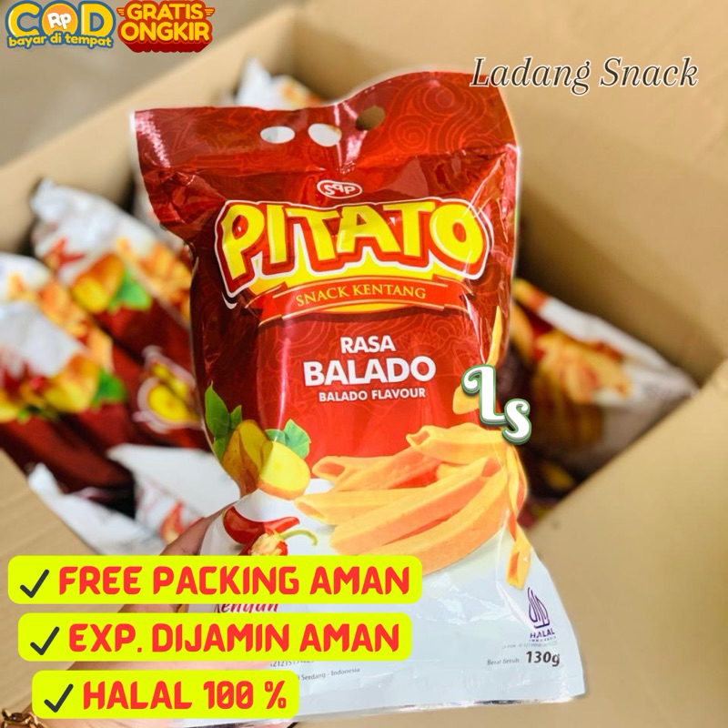 

[PACK] PITATO KENTANG BALADO 130 / KENTANG POTATO KENTANG POTATO / FRIES ENAK / LADANG SNACK PEKANBARU / LADANG SNACK PKU / AGEN SNACK PKU