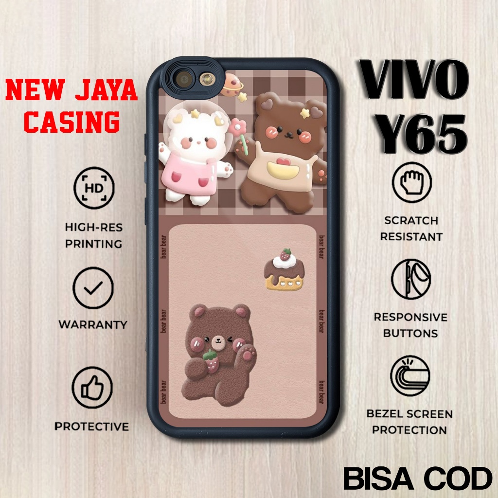 Case Vivo Y65 Terbaru Bear Beruang Hardcase Softcase Glossy Casing Vivo Y65 Terlaris Premium