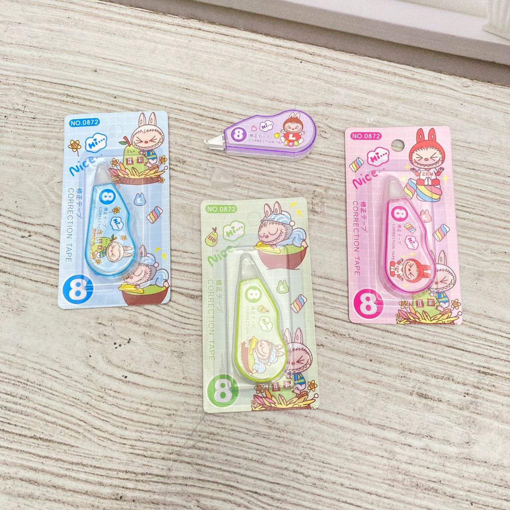 

Correction Tape LABUBU 8 Meter Harga MURAH Ready 3 Variant Warna / Tip-ex Labubu Imut Lucu Ukuran Panjang 8 M Alat Tulis Sekolah Anak Kekinian Kualitas Terbaik Bisa Grosir dan COD