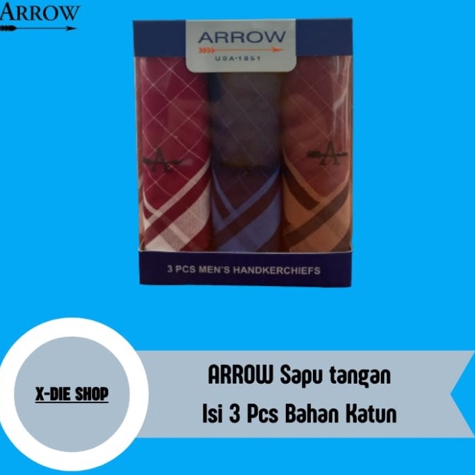 KODE C37V Sapu tangan ARROW Isi 3 PCS Katun Saputangan Handkerchiefs VARH1