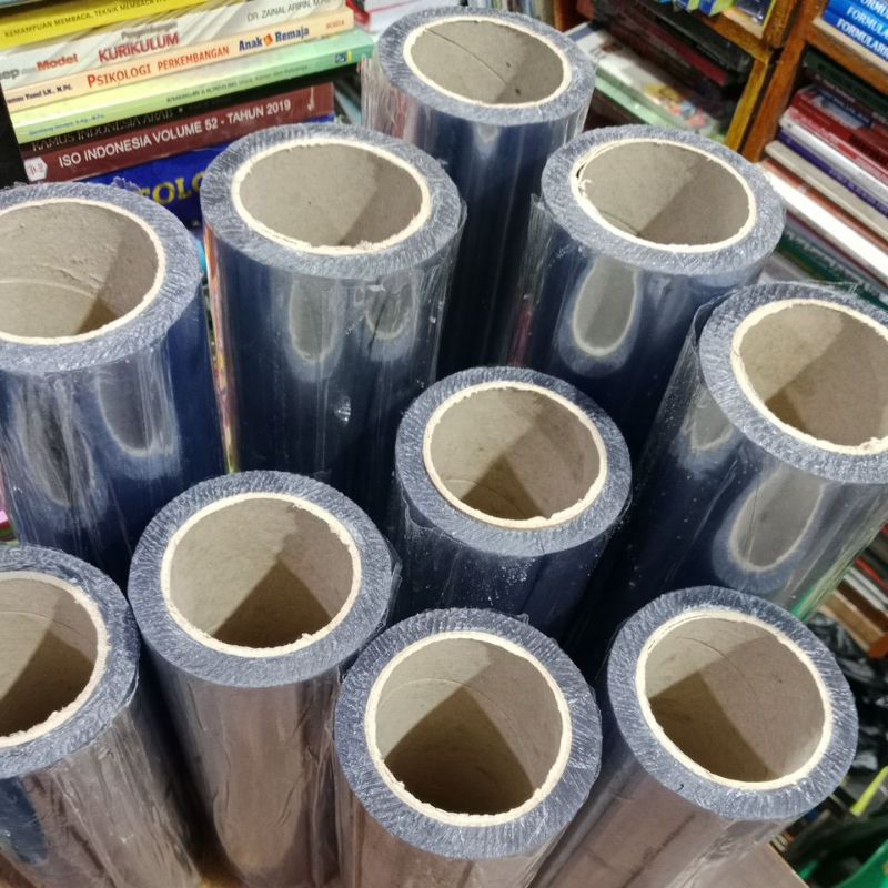 

Sampul Buku Plastik Mika Bening Roll Besar Ukuran 25cm,27cm,30cm,34cm,40cm Panjang 45 meter kwalitas