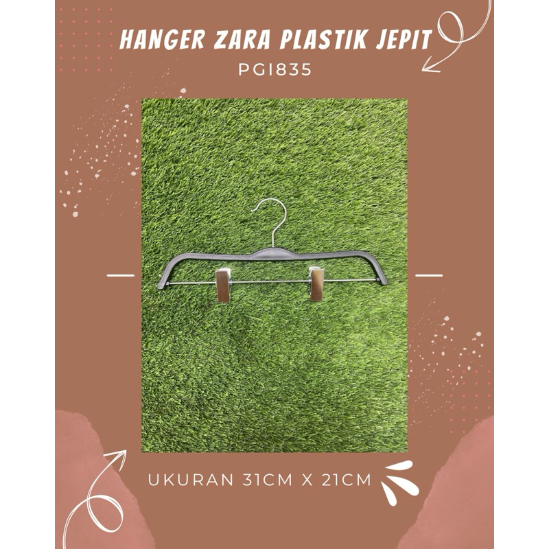 PGI836 Hanger Zara Jepit 33cm Plastik Hitam | Gantungan Baju