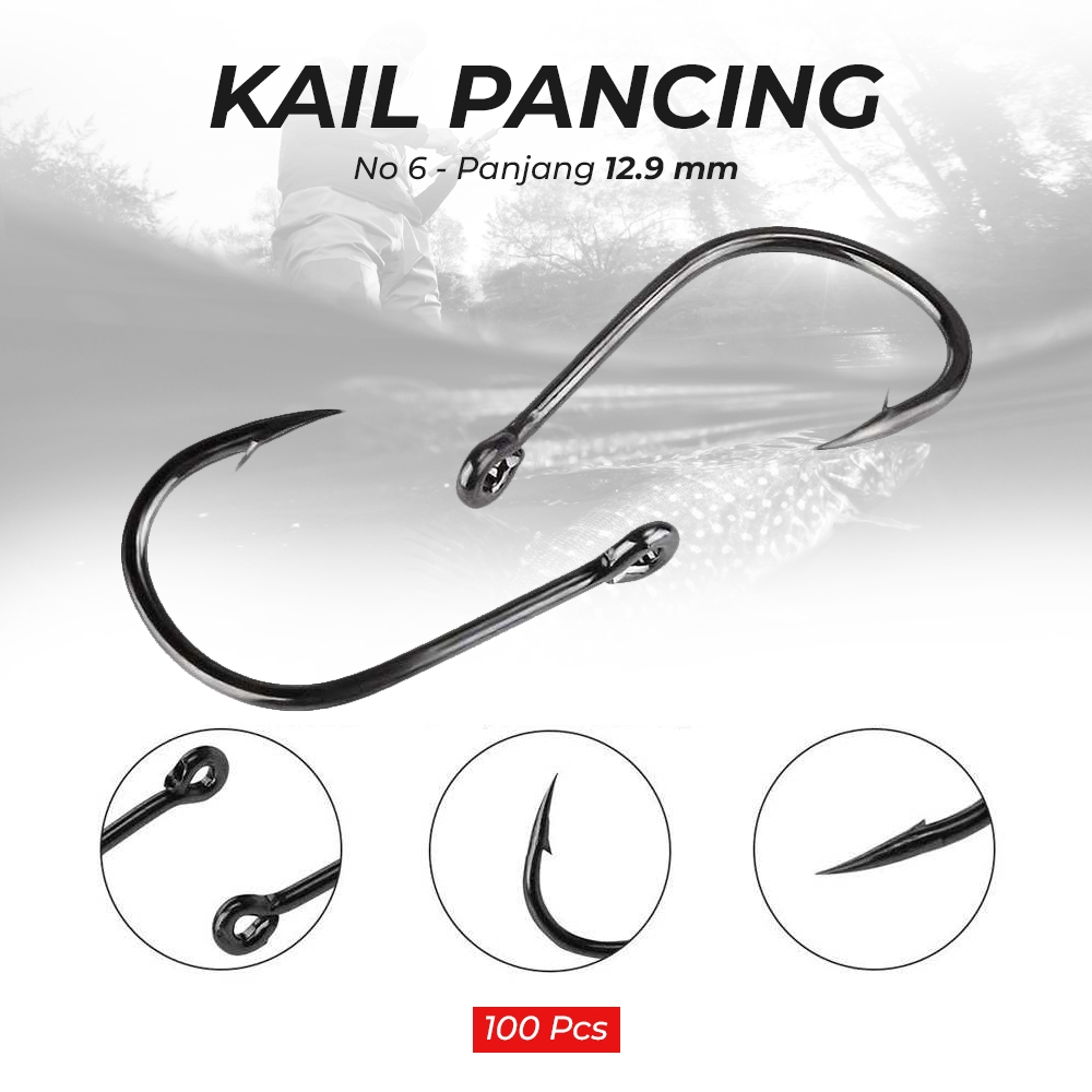 Kail Pancing Ikan Fishing Hook Barbed Carp Tackle No 6 - IS300 - Black