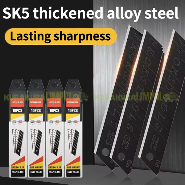 

(10pcs) Isi Ulang Cutter Hitam Besar SK5 Refill Cutter 18mm Stainless Tajam