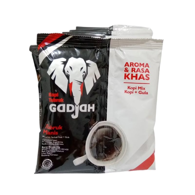 

kopi Gajah Tubruk manis Gula pisah 10 Sachet/Renteng