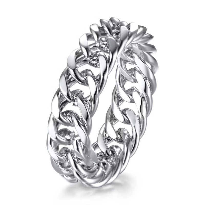 CINCIN RANTAI SILVER TITANIUM PRIA DAN WANITA ANTI LUNTUR MODEL CINCIN RANTAI DABEL