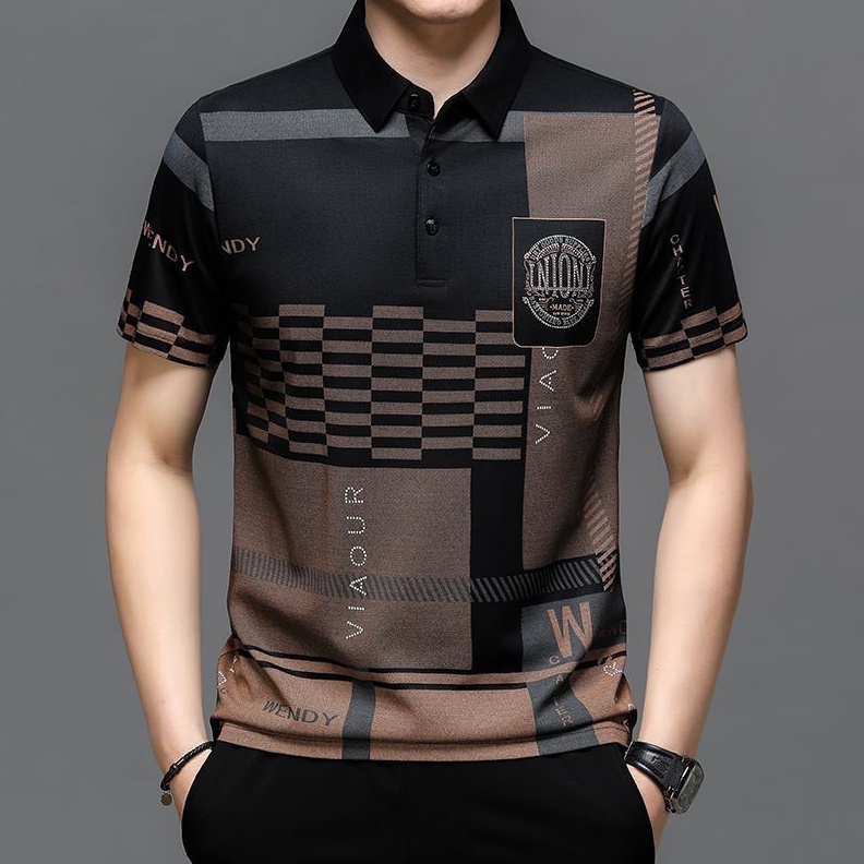 Kemeja Polo Lengan Pendek Pria Katun Murni Gaya KoreaKemeja Lengan Pendek Motif Pria
