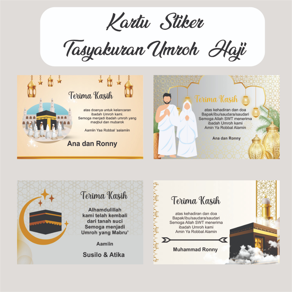KARTU UCAPAN UMROH & HAJI CUSTOM/KARTU TASYAKURAN UMROH & HAJI