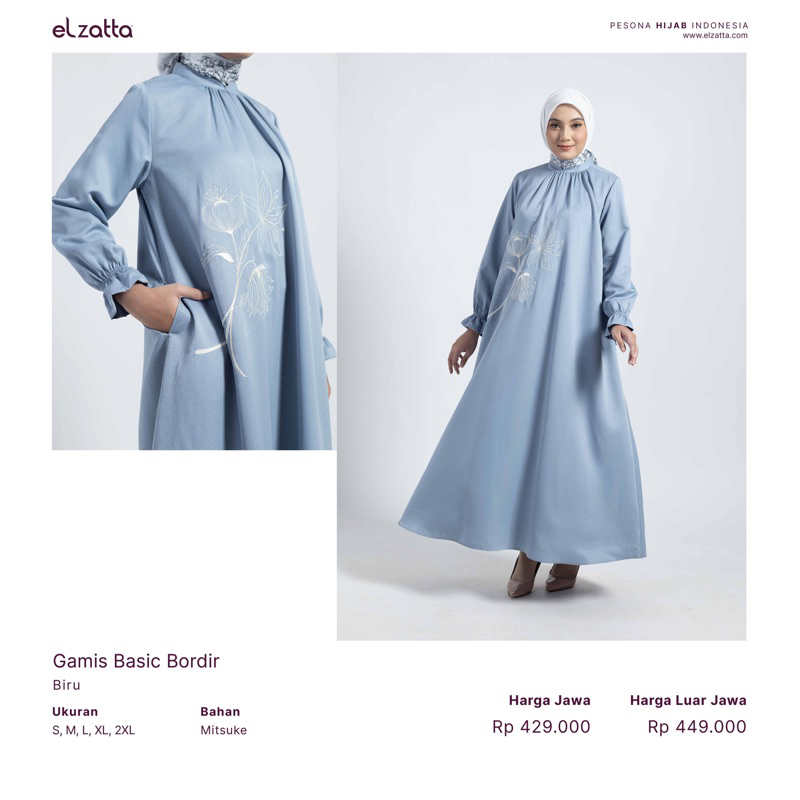 Gamis basic bordir elzatta gamis elzatta