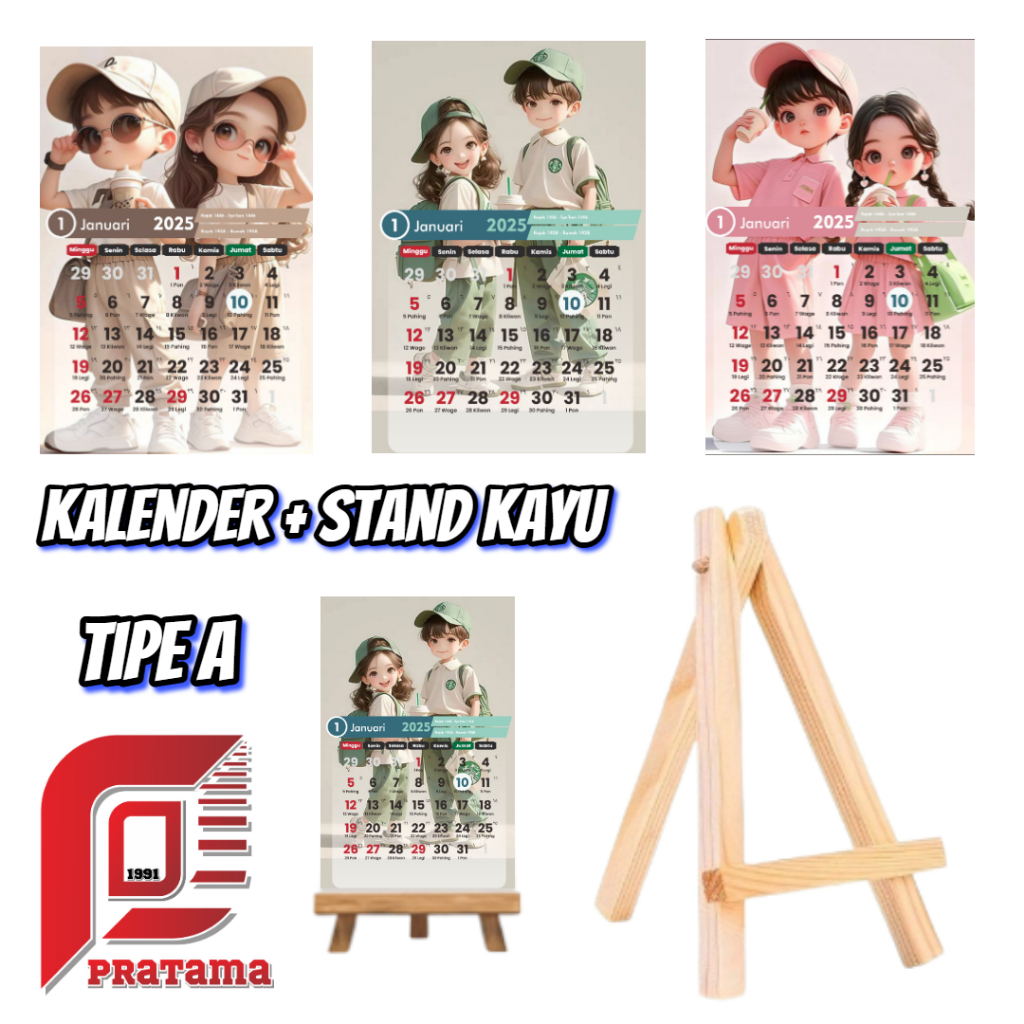 

Kalender Kayu 2025 Free Stand Gantungan Kalender Meja