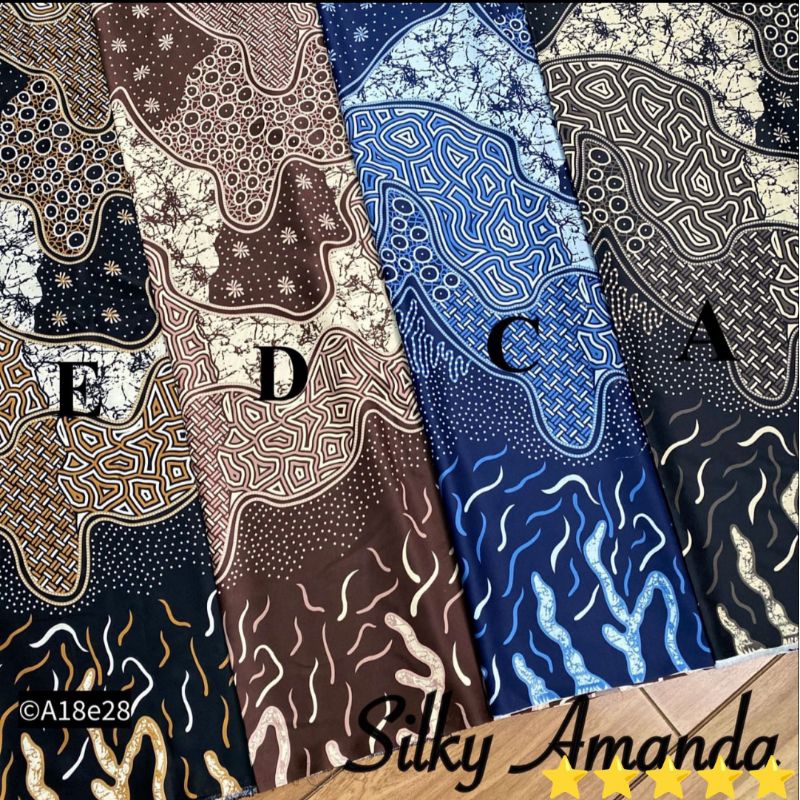 Bahan batik meteran batik semi sutra silk batik silky permium