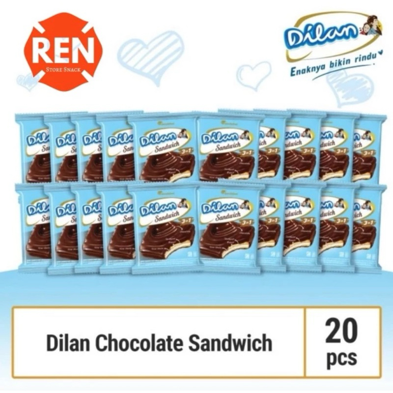 

Dilan Sandwich Biscuit Chocolate Cream Vanilla 1 Pack isi 20 pcs @16gr