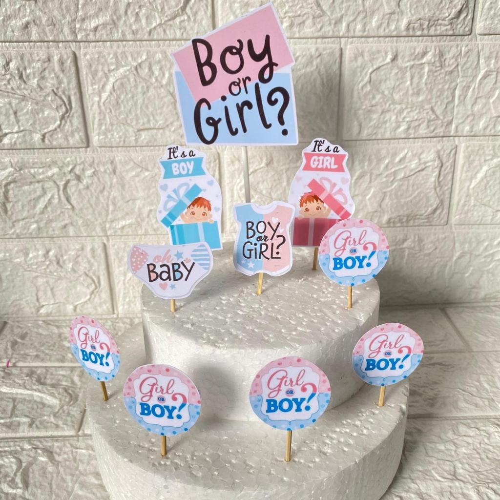 Topper Kue Gender Reveal / Topper Cake Gender Reveal