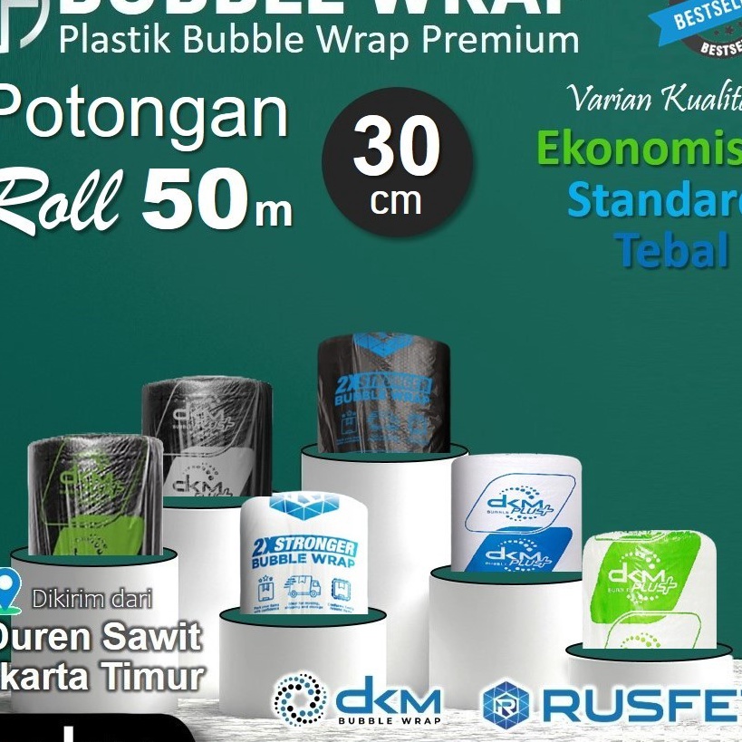 

Cepat Plastik Bubble Wrap DKM Roll 3cm x 5meter Bening Putih Hitam Ekonomis Tebal Merek DKMPlus Rusfet
