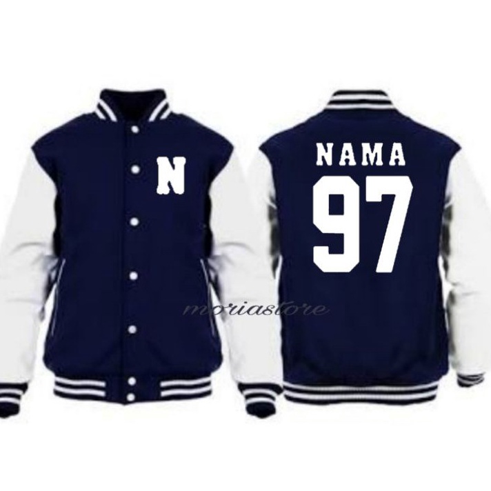 Jaket Baseball Bordir nama inisial Gambar