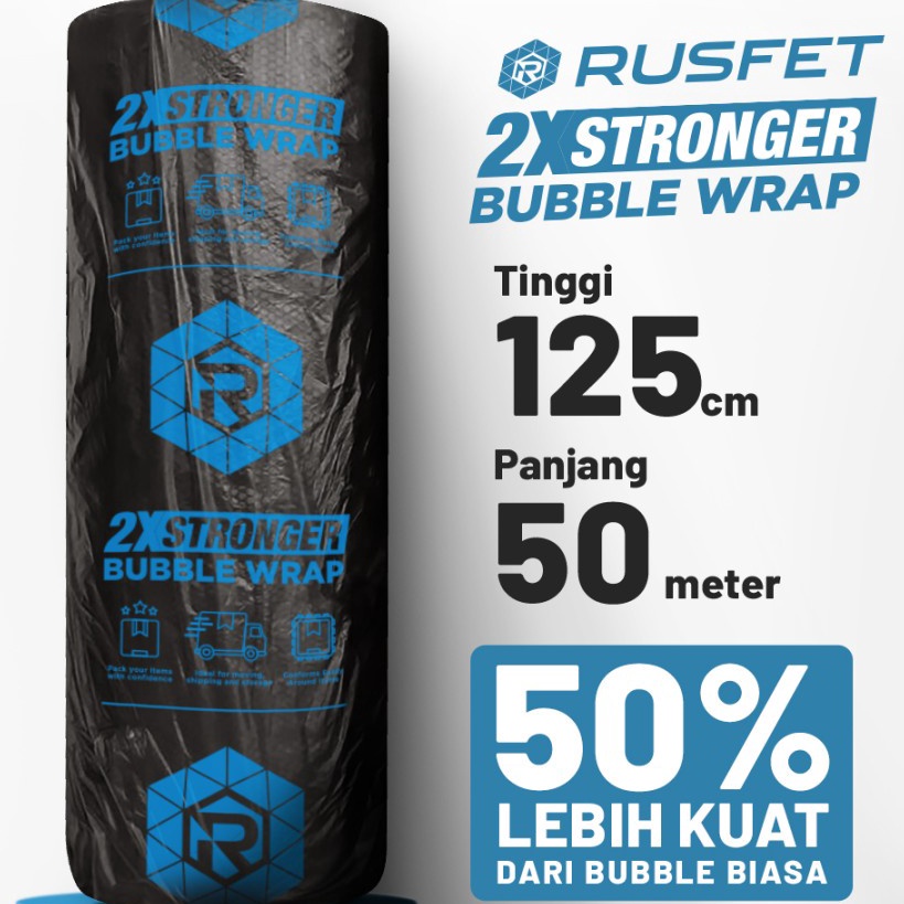 

KI3 PLASTIK BUBBLE BUBLE BABEL WRAP ROLL HITAM 125CM X 5M RUSFET DKM