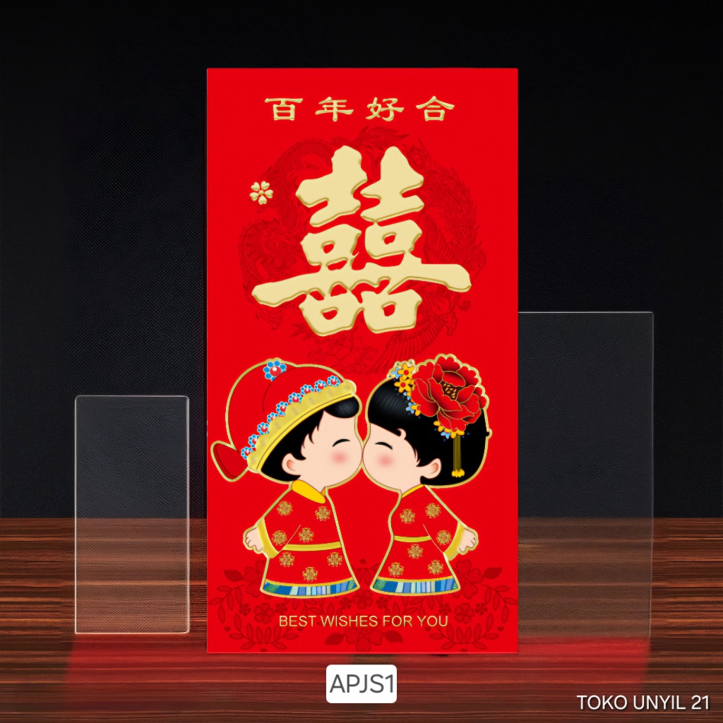 

APJS1 Angpao Shuang Xi Panjang Maroon, Angpao Wedding Sangjit / Angpao Imlek Premium Besar Best Wishes