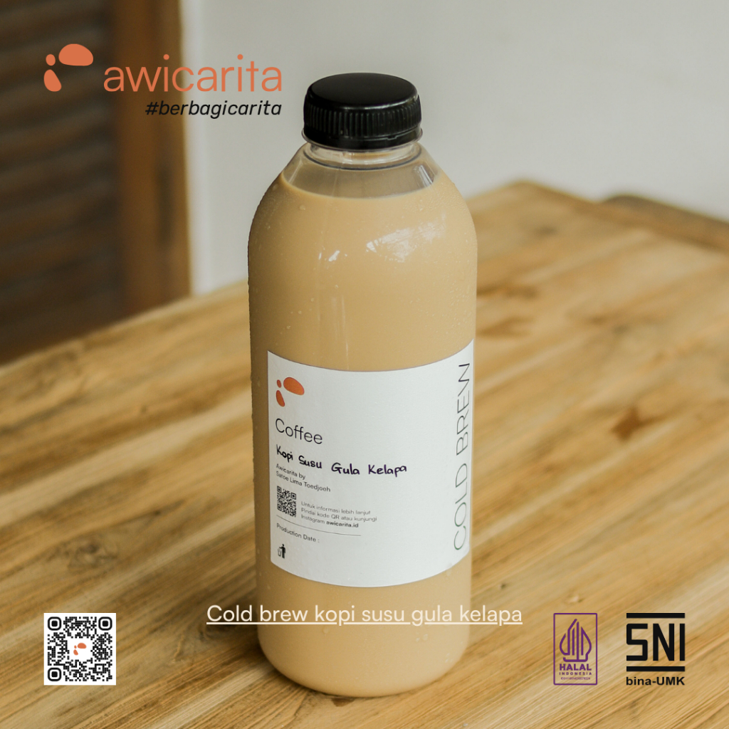 

Awicarita Cold Brew Kopi Susu Gula Kelapa - kemasan botol 1 liter