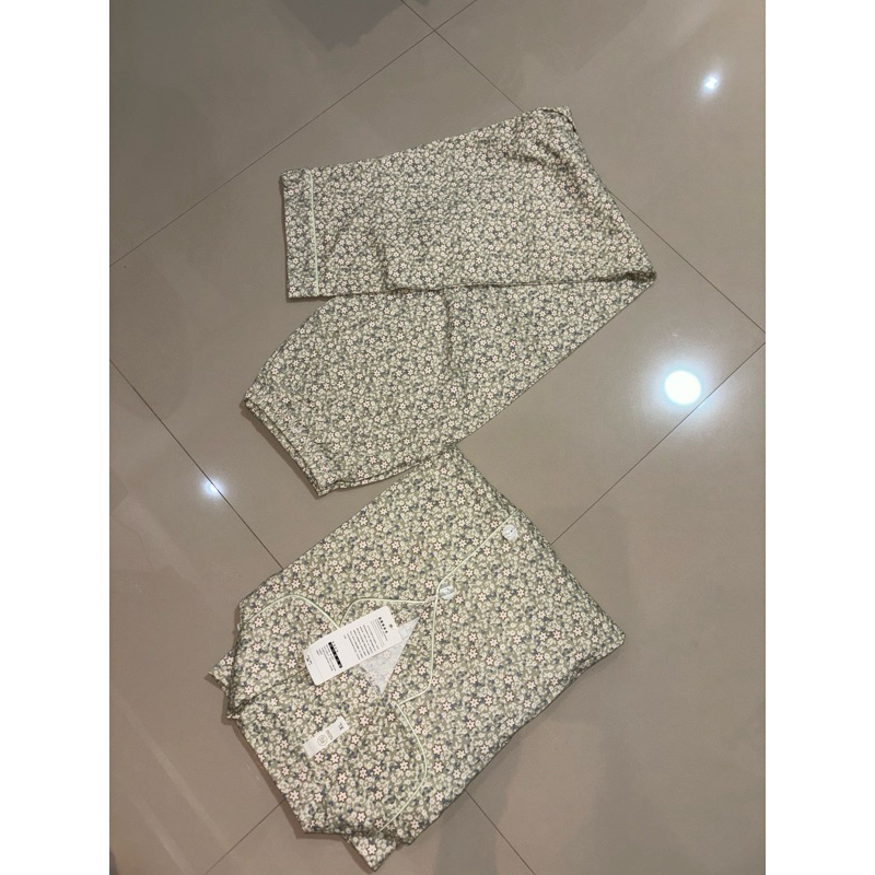 Naidimei Leisure Wear- baju tidur piyama lengan panjang motif bunga