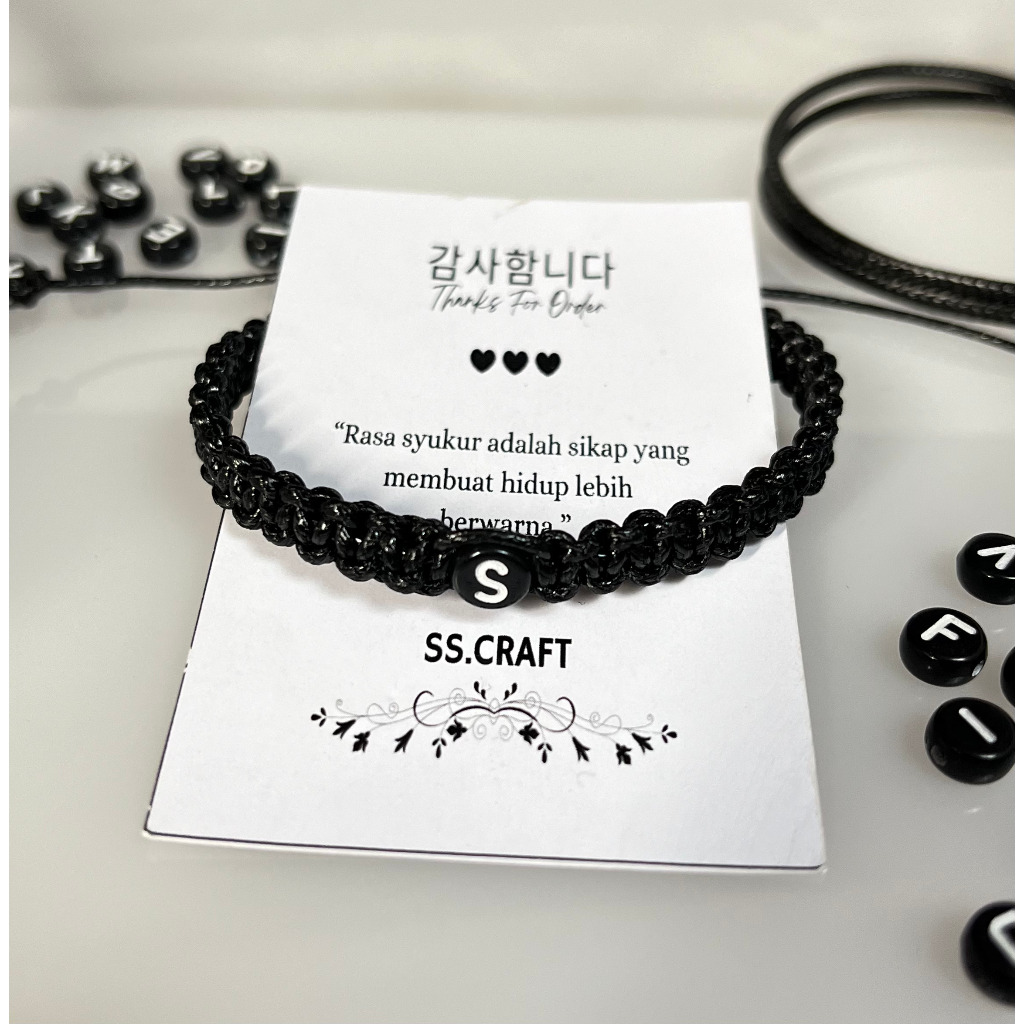 Gelang Tali Anyam Inisial/Gelang Tali/Gelang Tali Korea Anyam/ Gelang Tali Inisial