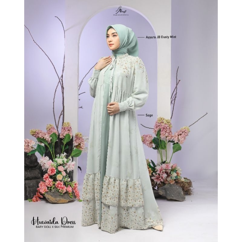 Huwaida Dress by Ar Rafi,Dress Terbaru,Gamis polos variasi motif simpel elegan (ORI by Ar Rafi)