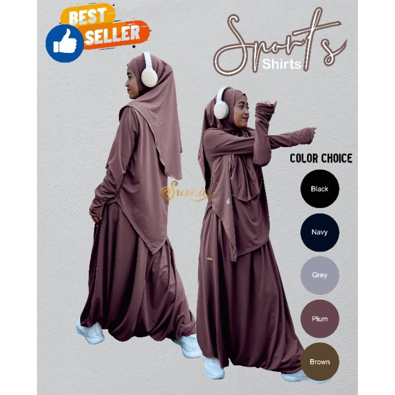 Baju Setelan Olahraga Muslimah - Rok Celana Olahraga Wanita Jersey Premium