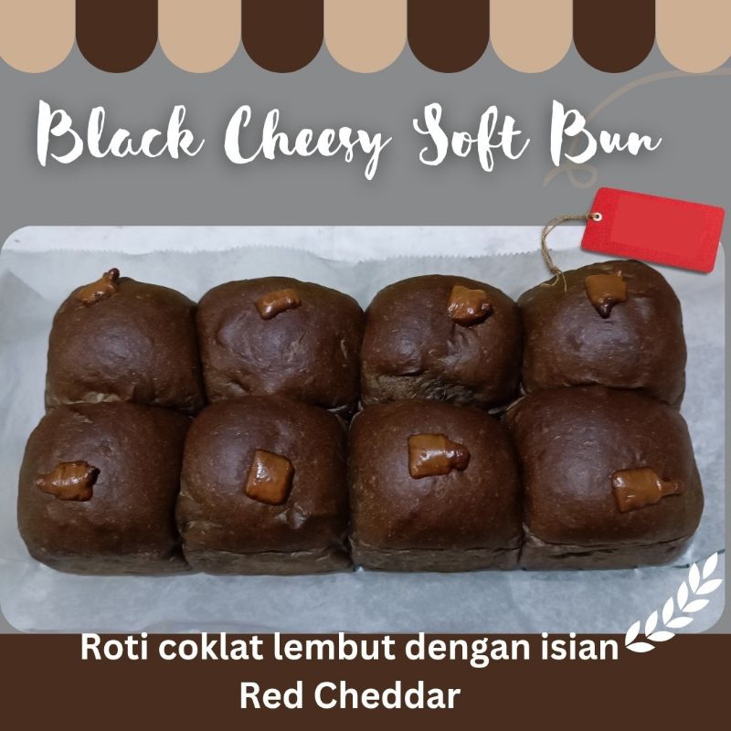 

Black Cheesy Soft Bun, roti coklat lembut berisi red cheddar