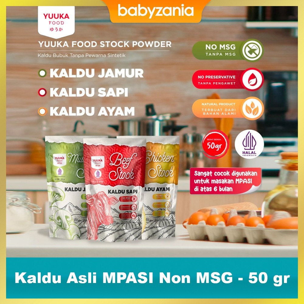 

Yuuka Food Stock Powder Kaldu Asli Non MSG untuk MPASI Bayi 50 gr