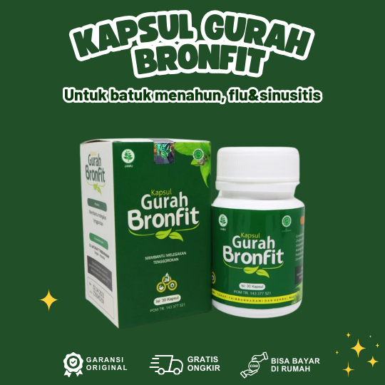 Gurah BRONFIT Original Naturafit - 50 Kapsul Herbal Ampuh untuk Asma, Sesak Nafas, Batuk Dahak, dan 
