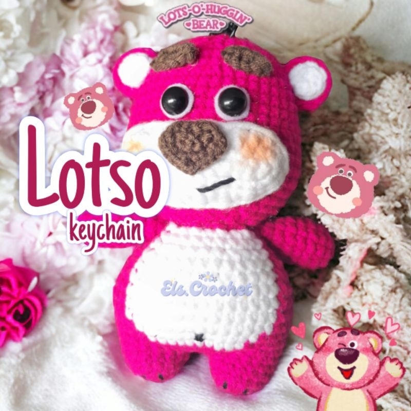[Els.Crochet] Keychain Lotso Crochet / Gantungan Kunci Lotso / Lotso Keychain / Boneka Lotso Rajut