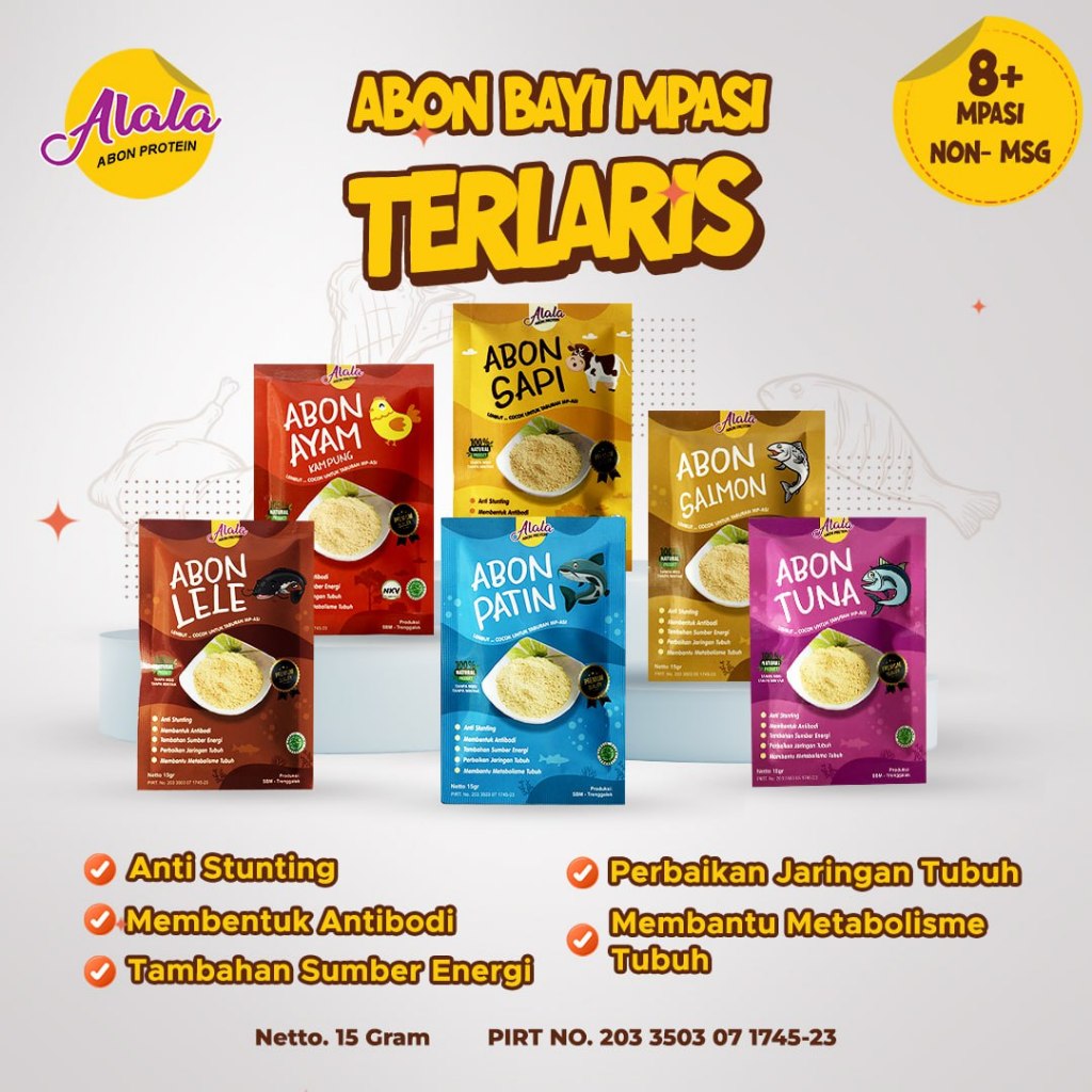 

Alala Abon bayi mpasi Penambah Napsu Makan Tekstur Halus - 15gr