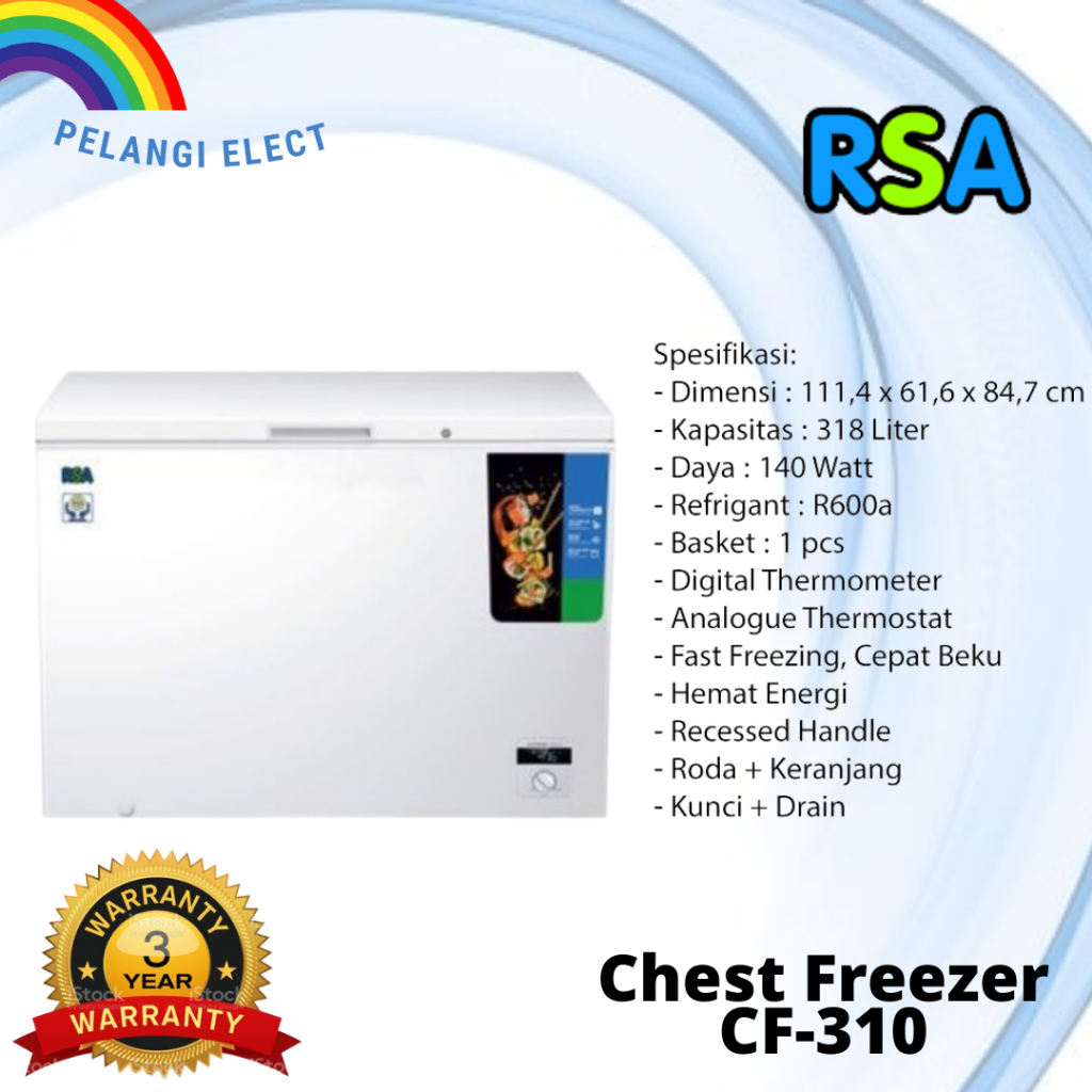 RSA CF 310 CHEST FREEZER BOX 300 L LEMARI PEMBEKU 300 LITER BY GEA