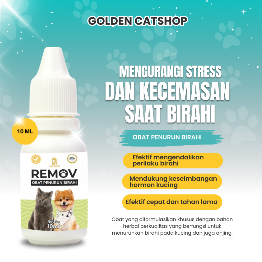 Golden Catshop Remov Obat Penurun Birahi Hormon Jantan Betina Kucing Anjing 10ml