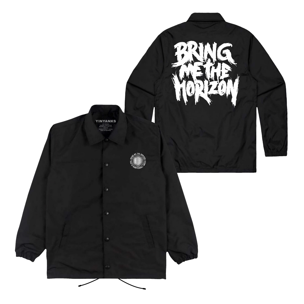 Yinyanks Coach Jacket Bmth tulisan Jacket musik warna Hitam